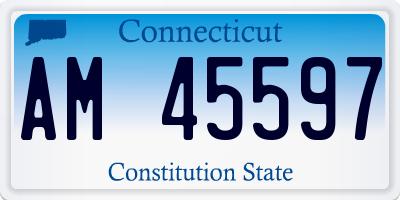 CT license plate AM45597
