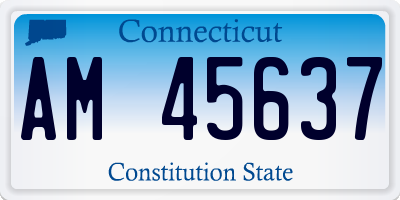 CT license plate AM45637