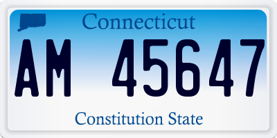 CT license plate AM45647