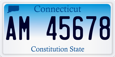 CT license plate AM45678