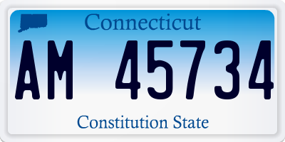 CT license plate AM45734
