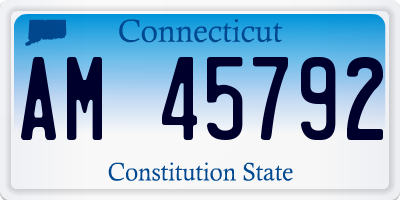 CT license plate AM45792
