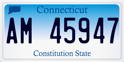 CT license plate AM45947