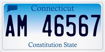 CT license plate AM46567