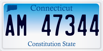 CT license plate AM47344