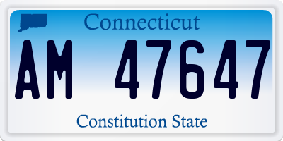 CT license plate AM47647