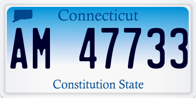 CT license plate AM47733