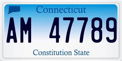 CT license plate AM47789