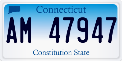CT license plate AM47947
