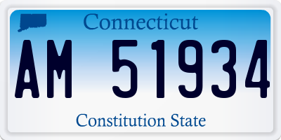 CT license plate AM51934