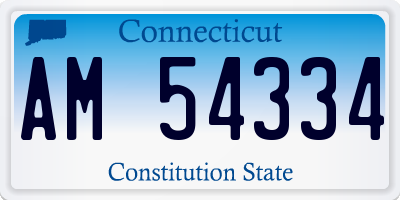 CT license plate AM54334