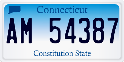 CT license plate AM54387