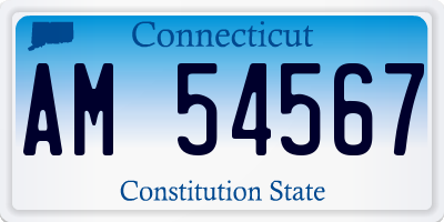 CT license plate AM54567