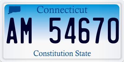 CT license plate AM54670