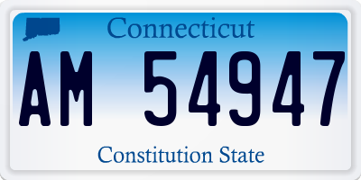 CT license plate AM54947