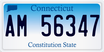 CT license plate AM56347