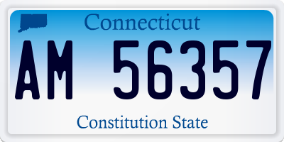 CT license plate AM56357