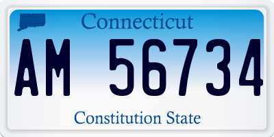 CT license plate AM56734