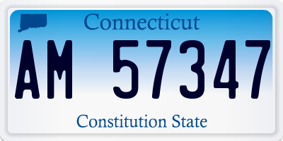 CT license plate AM57347
