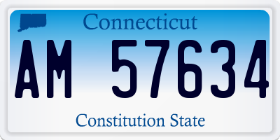 CT license plate AM57634