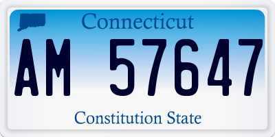 CT license plate AM57647