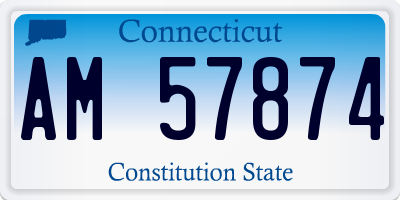 CT license plate AM57874