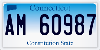 CT license plate AM60987