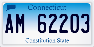 CT license plate AM62203
