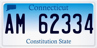 CT license plate AM62334