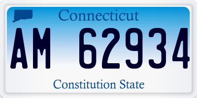 CT license plate AM62934