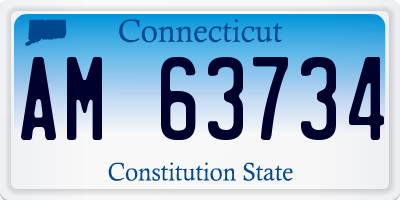 CT license plate AM63734
