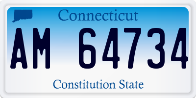 CT license plate AM64734