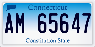 CT license plate AM65647