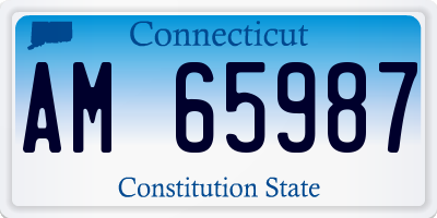 CT license plate AM65987