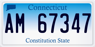 CT license plate AM67347