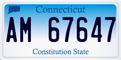 CT license plate AM67647