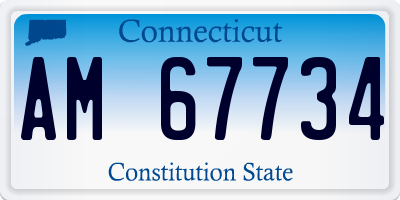 CT license plate AM67734
