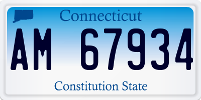 CT license plate AM67934