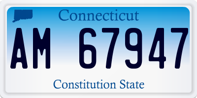 CT license plate AM67947