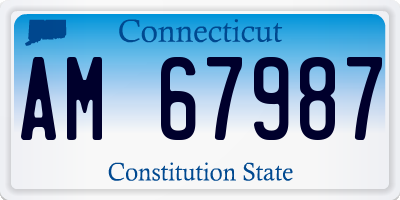 CT license plate AM67987