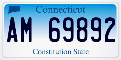 CT license plate AM69892