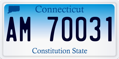 CT license plate AM70031