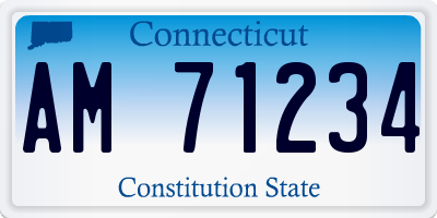 CT license plate AM71234