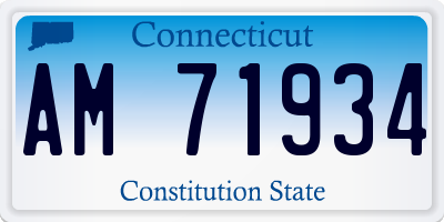 CT license plate AM71934