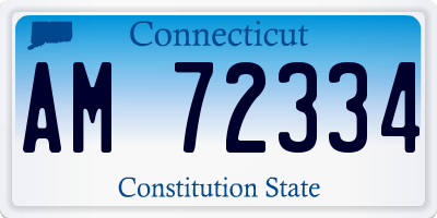 CT license plate AM72334