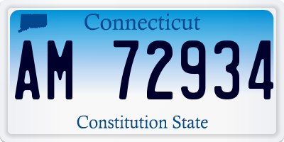 CT license plate AM72934
