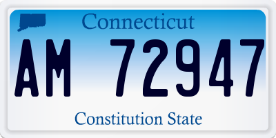CT license plate AM72947