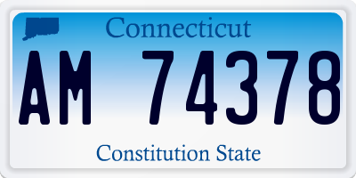 CT license plate AM74378