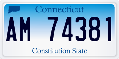 CT license plate AM74381