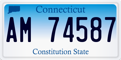 CT license plate AM74587